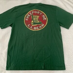 Men’s Medium LL BEAN Freeport Maine Bean Boots Camp Green Logo Graphic Tee NWT